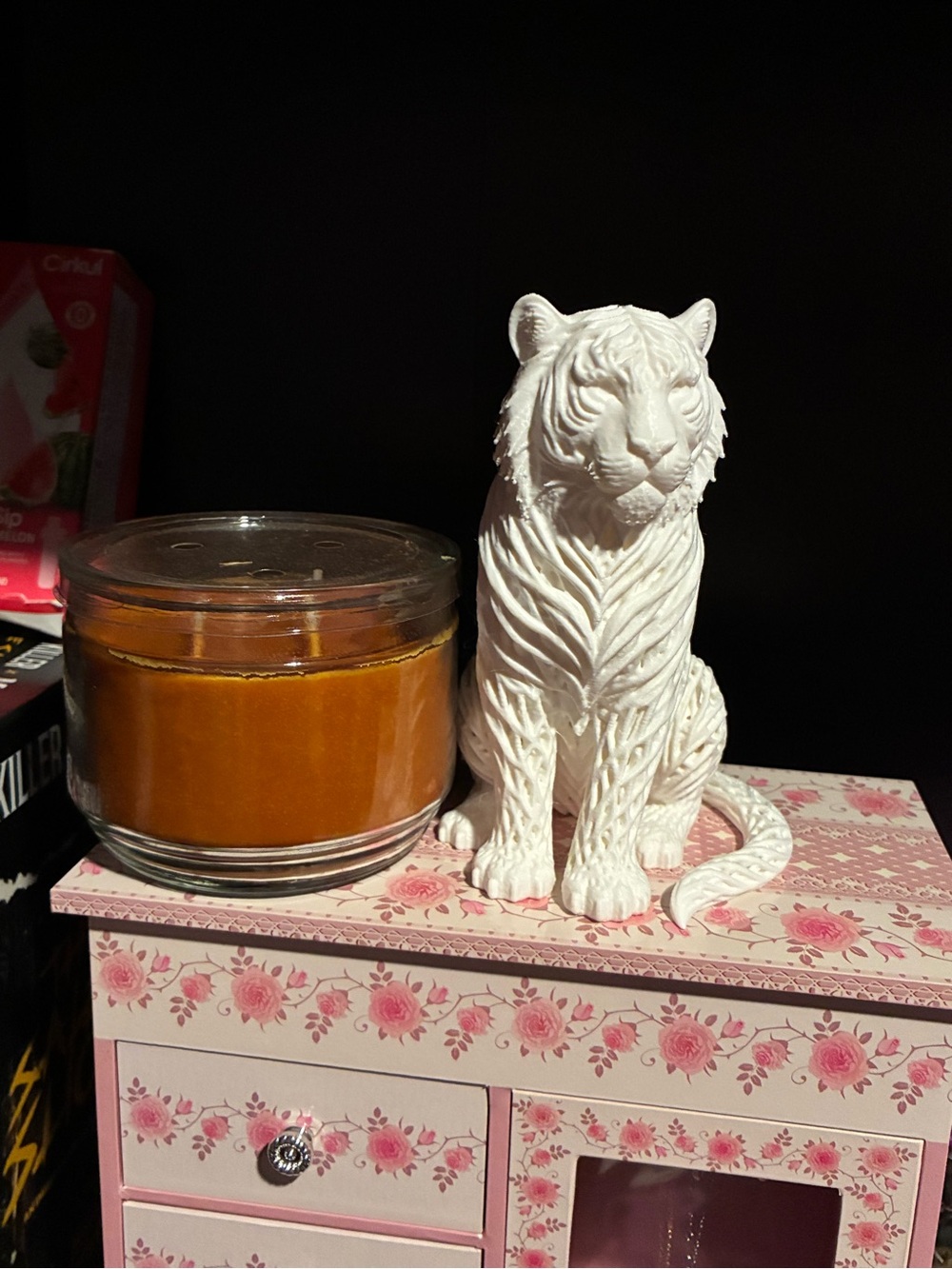 White Ceramic Tiger Figurine — Decorative Home Accent
